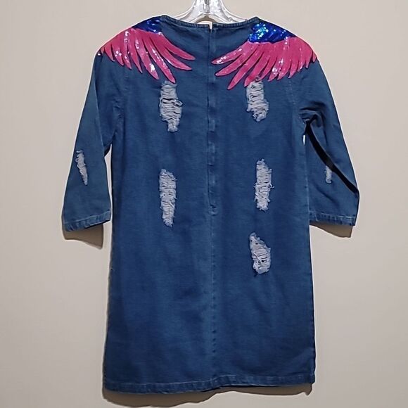 DenimLand Blue Jeans Distress Dress Sz Medium - Picture 7 of 9